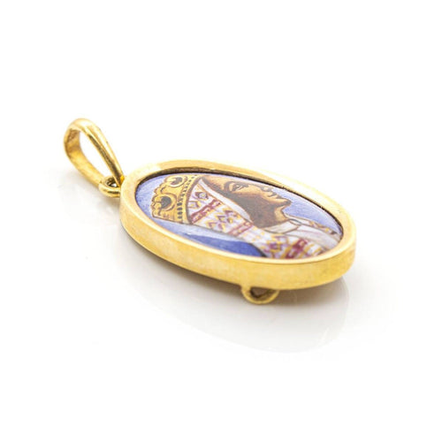 Pendentif Vierge de Montserrat - Médaille en or jaune 18 ct et émail 58 Facettes UKD359724LF