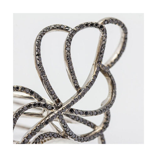 Bague SPIDER - Bague en or blanc 18 kt, diamants noirs et perle 58 Facettes UKD359727LF