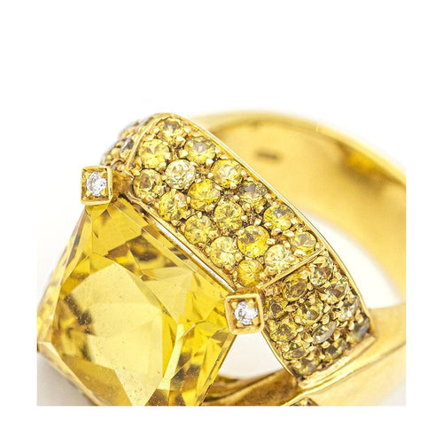Bague 55 MYANMAR - Bague en or 18 kt et saphirs jaunes 58 Facettes UKD359730LF