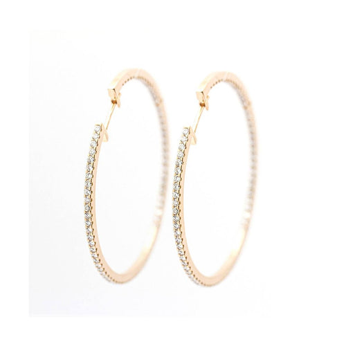 Boucles d'oreilles - Boucles d’oreilles créoles en or rose 18 ct et diamants 58 Facettes UKD359731LF