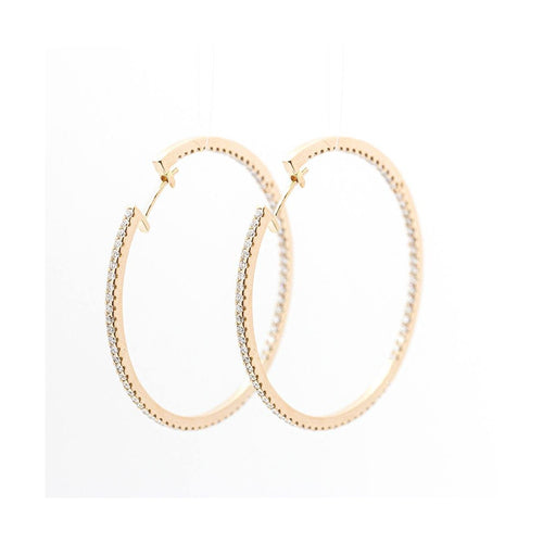 Boucles d'oreilles - Boucles d’oreilles créoles en or rose 18 ct et diamants 58 Facettes UKD359731LF