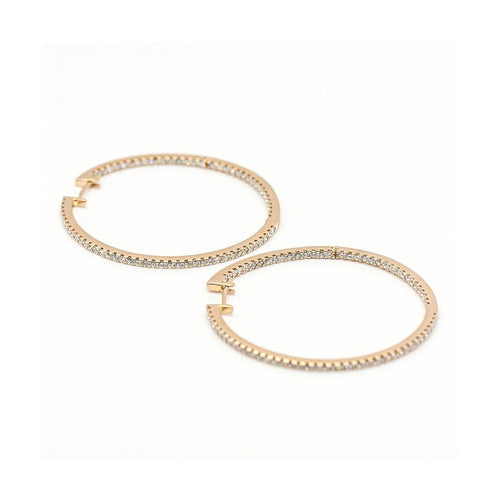 Boucles d'oreilles - Boucles d’oreilles créoles en or rose 18 ct et diamants 58 Facettes UKD359731LF