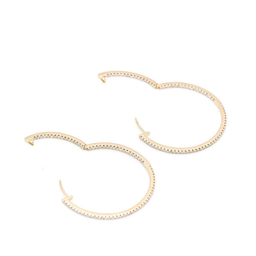Boucles d'oreilles - Boucles d’oreilles créoles en or rose 18 ct et diamants 58 Facettes UKD359731LF