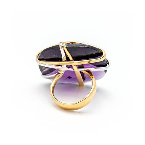 Bague 55 Bague design italien en or bicolore 18 ct, diamants et améthyste 58 Facettes UKD359741LF
