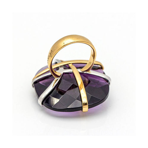 Bague 55 Bague design italien en or bicolore 18 ct, diamants et améthyste 58 Facettes UKD359741LF