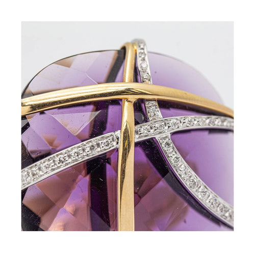 Bague 55 Bague design italien en or bicolore 18 ct, diamants et améthyste 58 Facettes UKD359741LF