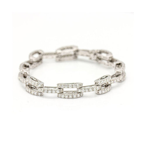 Bracelet CLASS - Bracelet maillons en or blanc 18 kt et diamants 58 Facettes UKD359742LF