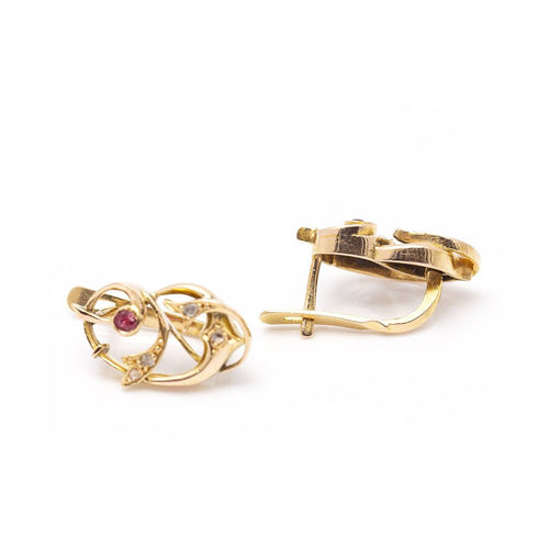 Boucles d'oreilles VINGT - Boucles d'oreilles clip en or jaune 18 kt, diamants et rubis 58 Facettes UKD359873JC