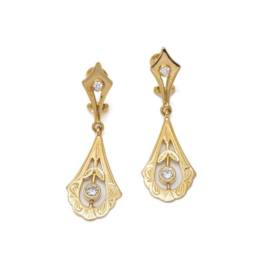 Boucles d'oreilles Boucles d’oreilles style vintage en or jaune 18 kt et diamants 58 Facettes UKD359876JC