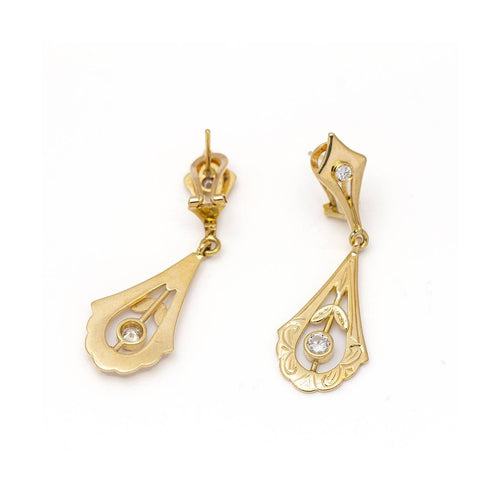Boucles d'oreilles Boucles d’oreilles style vintage en or jaune 18 kt et diamants 58 Facettes UKD359876JC
