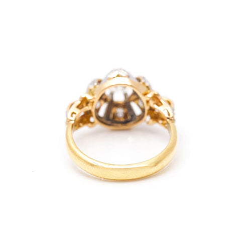 Bague Belle Époque - Bague bicolore en or jaune 18 ct, platine et diamants 58 Facettes UKD359884JC