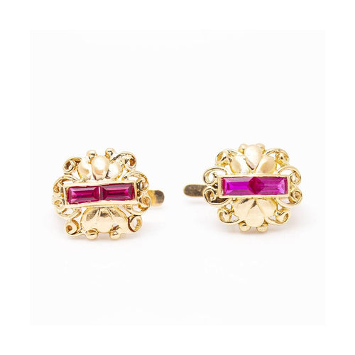 Boucles d'oreilles Boucles d’oreilles modernistes - Or jaune 18 ct et rubis 58 Facettes UKD359889JC