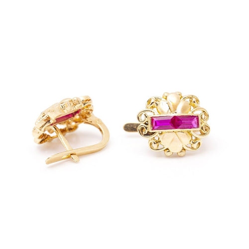 Boucles d'oreilles Boucles d’oreilles modernistes - Or jaune 18 ct et rubis 58 Facettes UKD359889JC