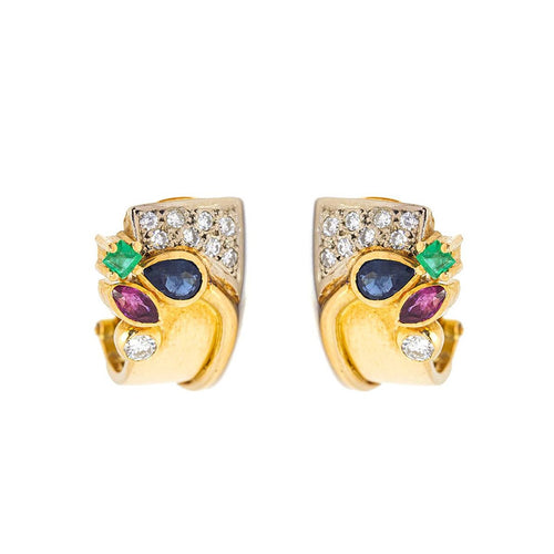 Boucles d'oreilles FLAIR - Boucles d’oreilles en or 18 kt, diamants et pierres précieuses 58 Facettes UKD359900JC