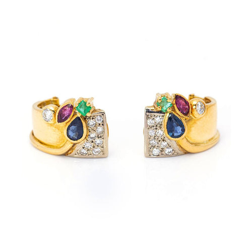Boucles d'oreilles FLAIR - Boucles d’oreilles en or 18 kt, diamants et pierres précieuses 58 Facettes UKD359900JC
