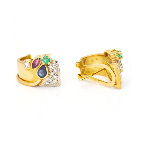 Boucles d'oreilles FLAIR - Boucles d’oreilles en or 18 kt, diamants et pierres précieuses 58 Facettes UKD359900JC