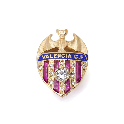 Broche FC Valencia - Broche écusson en or jaune 18 ct, diamants et rubis 58 Facettes UKD359904JC