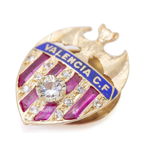 Broche FC Valencia - Broche écusson en or jaune 18 ct, diamants et rubis 58 Facettes UKD359904JC