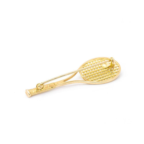 Pendentif Broche/Pendentif raquette de tennis en or jaune 18 ct et perle 58 Facettes UKD359908JC