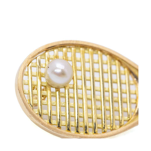 Pendentif Broche/Pendentif raquette de tennis en or jaune 18 ct et perle 58 Facettes UKD359908JC