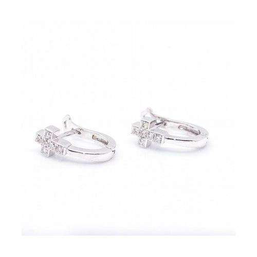 Boucles d'oreilles Boucles d’oreilles croix - Or blanc 18 kt et diamants 58 Facettes UKD360075AS