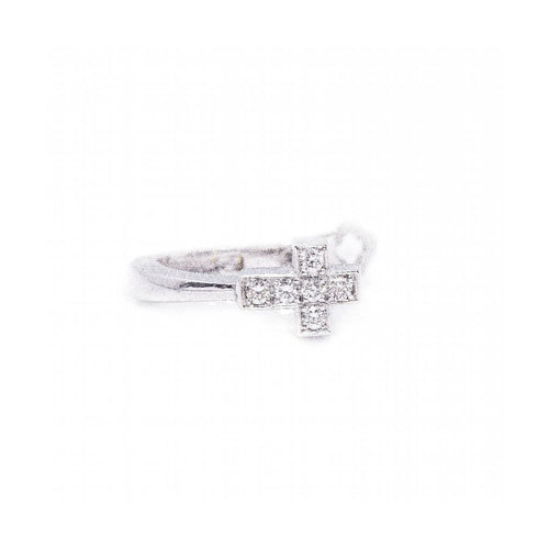 Boucles d'oreilles Boucles d’oreilles croix - Or blanc 18 kt et diamants 58 Facettes UKD360075AS