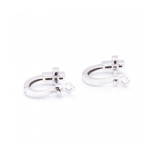 Boucles d'oreilles Boucles d’oreilles croix - Or blanc 18 kt et diamants 58 Facettes UKD360075AS