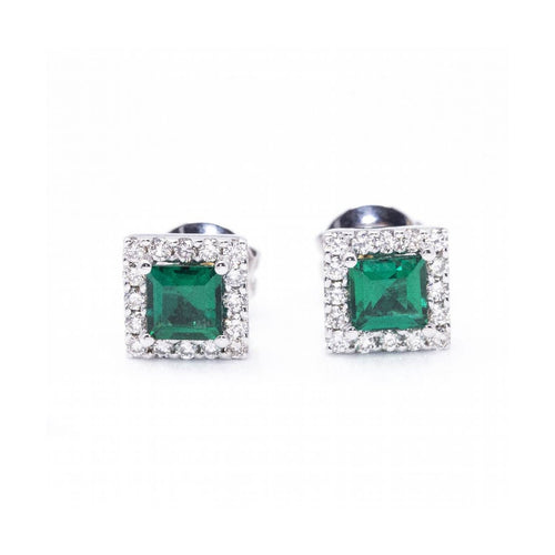 Boucles d'oreilles Boucles d’oreilles - En or blanc 18 kt avec diamants et émeraudes 58 Facettes UKD360079AS