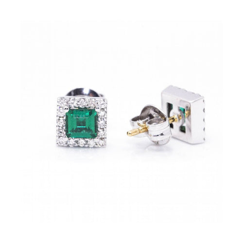 Boucles d'oreilles Boucles d’oreilles - En or blanc 18 kt avec diamants et émeraudes 58 Facettes UKD360079AS