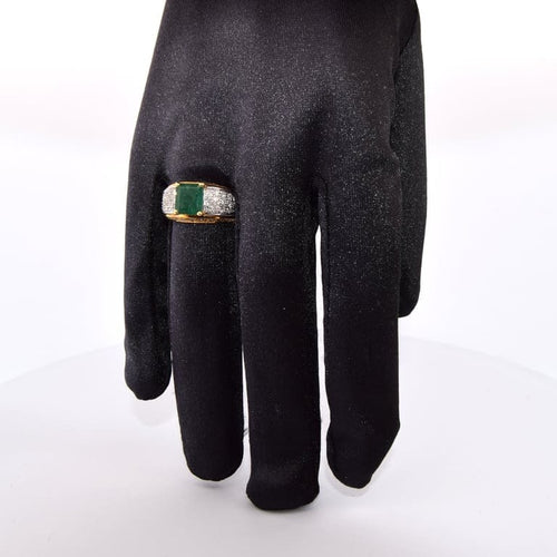 Bague 53 Bague - Jonc en or 18 ct avec émeraude et diamants 58 Facettes AN573 '(00319)