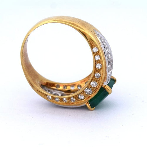 Bague 53 Bague - Jonc en or 18 ct avec émeraude et diamants 58 Facettes AN573 '(00319)