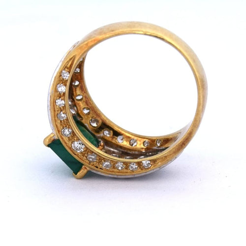Bague 53 Bague - Jonc en or 18 ct avec émeraude et diamants 58 Facettes AN573 '(00319)