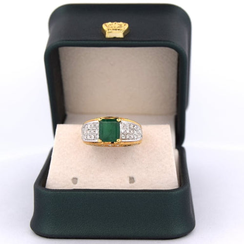 Bague 53 Bague - Jonc en or 18 ct avec émeraude et diamants 58 Facettes AN573 '(00319)