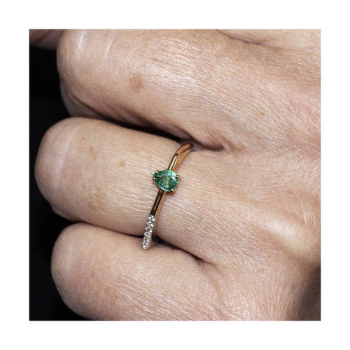 Bague FLAT - Bague en or bicolore 18 kt avec émeraude et diamants 58 Facettes UKD360082AS