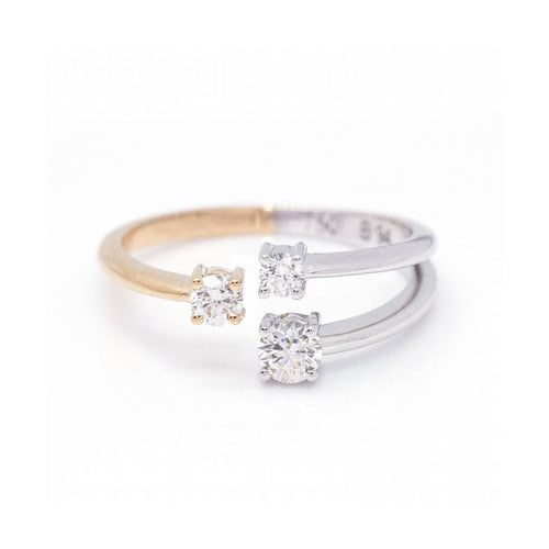Bague Bague trio - Bague en or rose et or blanc 18 ct avec diamants 58 Facettes UKD360085AS