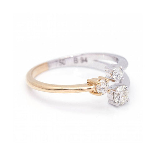 Bague Bague trio - Bague en or rose et or blanc 18 ct avec diamants 58 Facettes UKD360085AS