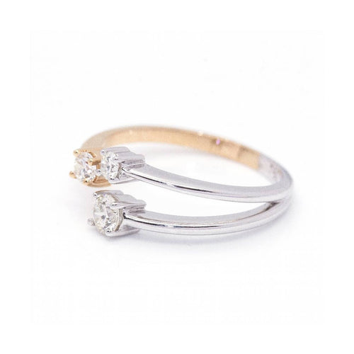 Bague Bague trio - Bague en or rose et or blanc 18 ct avec diamants 58 Facettes UKD360085AS