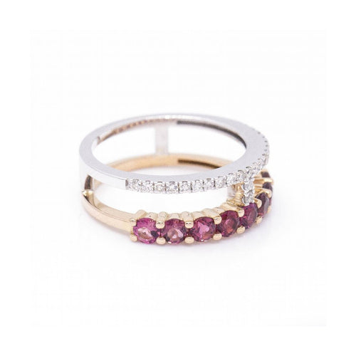 Bague Bague - Tourmalines roses et diamants en or bicolore 18 ct 58 Facettes UKD360096AS
