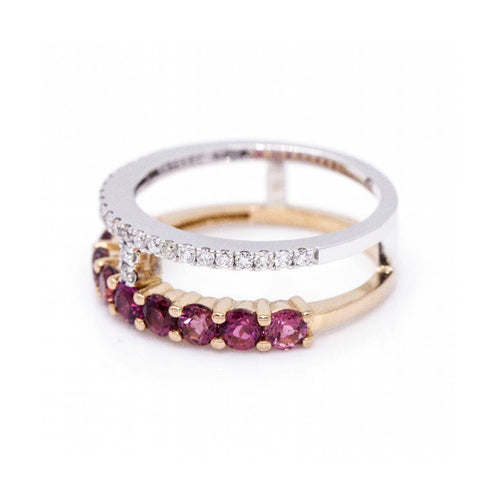 Bague Bague - Tourmalines roses et diamants en or bicolore 18 ct 58 Facettes UKD360096AS