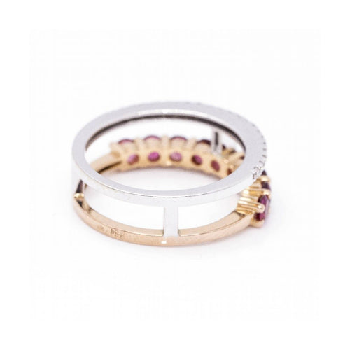Bague Bague - Tourmalines roses et diamants en or bicolore 18 ct 58 Facettes UKD360096AS