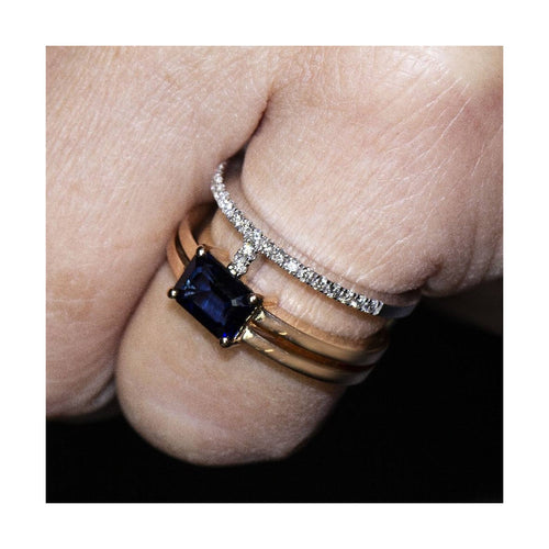 Bague Bague - Saphir de Ceylan et diamants en or rose et or blanc 18 kt 58 Facettes UKD360097AS