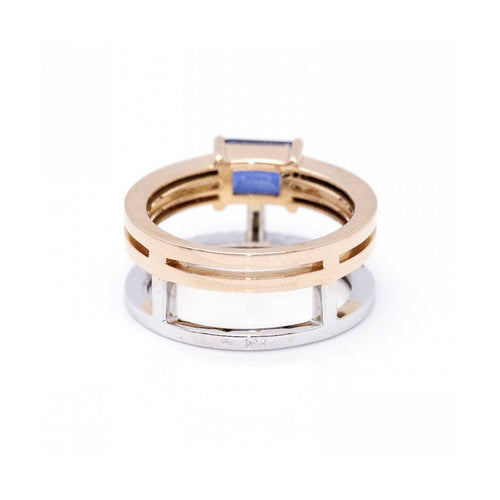 Bague Bague - Saphir de Ceylan et diamants en or rose et or blanc 18 kt 58 Facettes UKD360097AS
