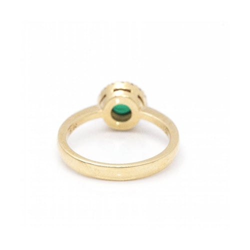Bague Bague - Or jaune 18 ct avec diamants et émeraude cabochon 58 Facettes UKD360098AS