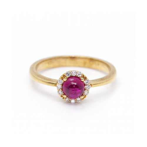 Bague 54 ROUGE - Bague en or jaune 18 kt avec diamants et rubis 58 Facettes UKD360099AS