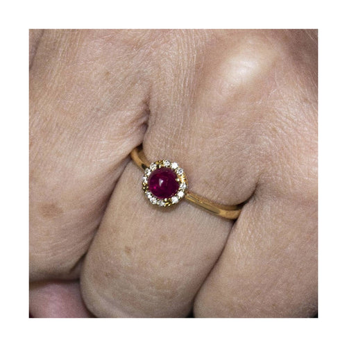 Bague 54 ROUGE - Bague en or jaune 18 kt avec diamants et rubis 58 Facettes UKD360099AS