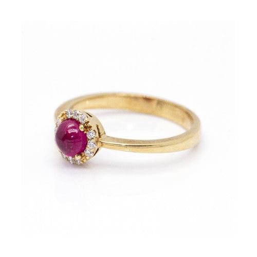 Bague 54 ROUGE - Bague en or jaune 18 kt avec diamants et rubis 58 Facettes UKD360099AS