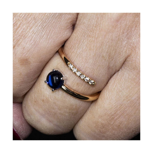 Bague 54 RAY - Bague en or bicolore 18 ct avec saphir et diamants 58 Facettes UKD360100AS