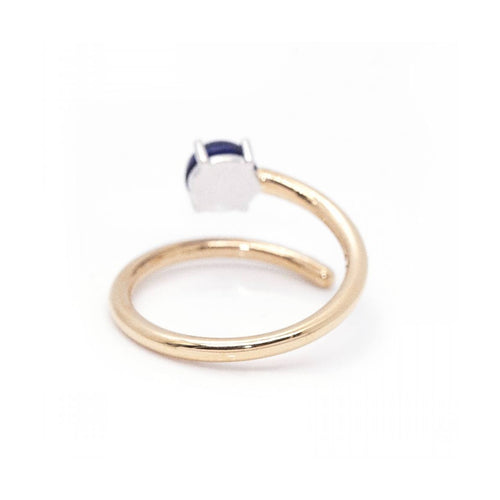 Bague 54 RAY - Bague en or bicolore 18 ct avec saphir et diamants 58 Facettes UKD360100AS