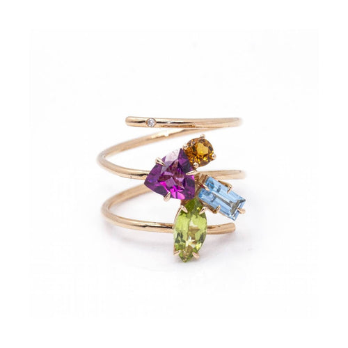 Bague Tuttifrutti - Bague en or rose 18 ct et pierres de couleur 58 Facettes UKD360102AS