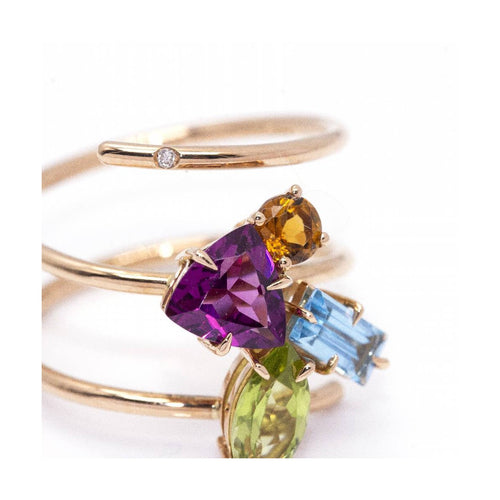 Bague Tuttifrutti - Bague en or rose 18 ct et pierres de couleur 58 Facettes UKD360102AS